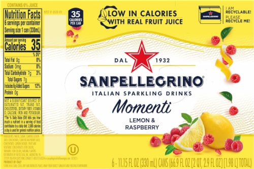 S. Pellegrino® Momenti Lemon & Raspberry Sparkling Drink Perspective: top