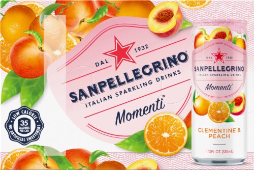 Sanpellegrino Momenti Clementine & Peach Italian Sparkling Drink Perspective: top