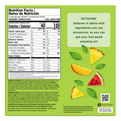 Outshine Pineapple, Watermelon, Mango Fruit Bars Perspective: top