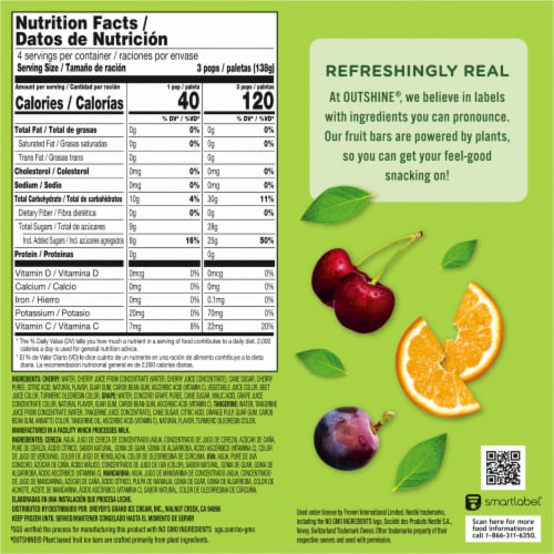 Outshine® Cherry Tangerine Grape Variety Fruit Bars Perspective: top