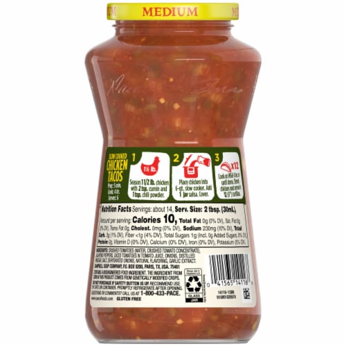 Pace® Chunky Medium Salsa Jar Perspective: top