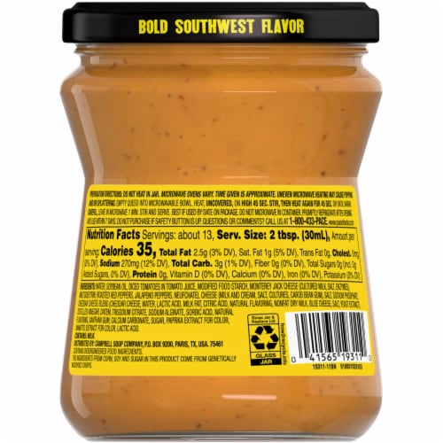 Pace® Medium Salsa con Queso Dip Jar Perspective: top
