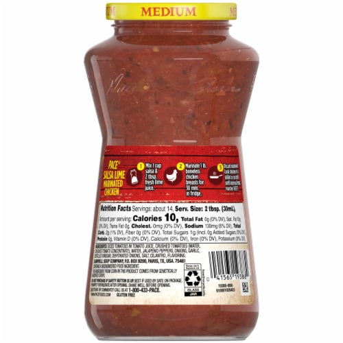 Pace® Restaurant Style Original Recipe Medium Salsa Jar Perspective: top