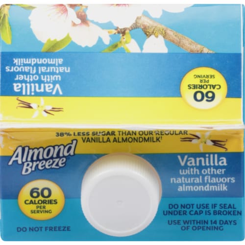 Blue Diamond® Almond Breeze® Dairy Free Reduced Sugar Vanilla Almondmilk Perspective: top