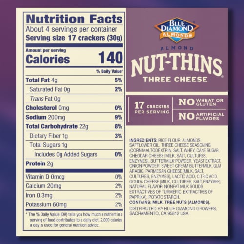 Blue Diamond® Nut-Thins® Three Cheese Almond Rice Crackers Perspective: top