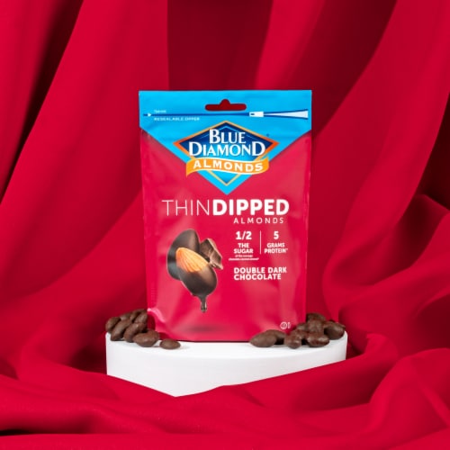 Blue Diamond® Thin Dipped Almonds Double Dark Chocolate Perspective: top