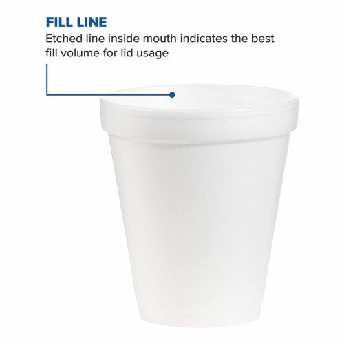 Dart Disposable Insulated Drinking Cup White Styrofoam 6 oz. 25 Ct 6J6 Perspective: top