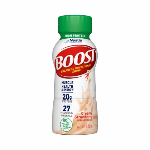 Boost® High Protein Ready to Drink Creamy Strawberry Nutritional Drink Perspective: top
