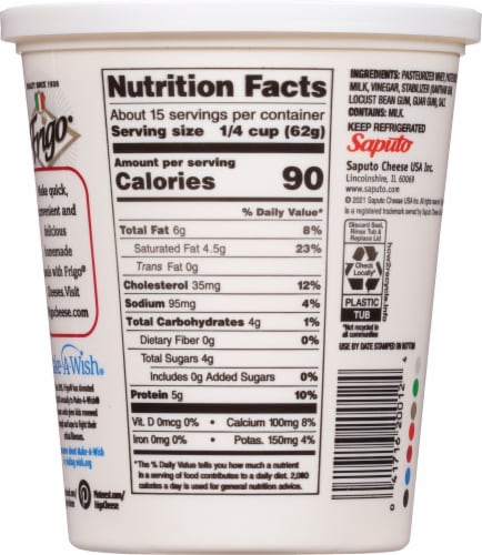 Frigo Whole Milk Ricotta Cheese Perspective: top