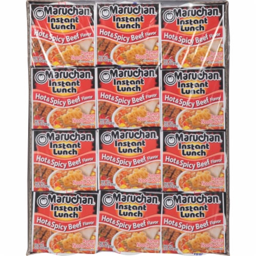 Maruchan Instant Lunch Hot & Spicy Beef Ramen Noodle Soup Perspective: top