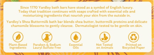 Yardley® of London Shea Buttermilk Sensitive Skin Bath Bar Perspective: top