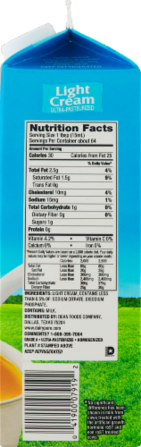Dean's Dairy Pure Ultra-Pasteurized Light Cream Perspective: top