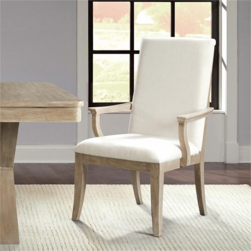 Riverside Furniture Sophie Upholstered Wood Dining Arm Chair in Natural (set of 2) Perspective: top