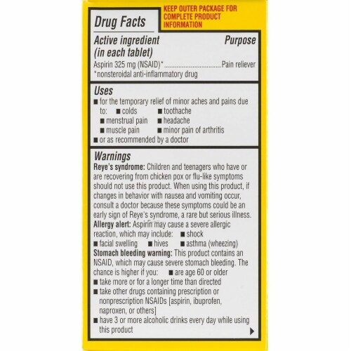 Ecotrin Pain Releiving Tablets 325mg Perspective: top