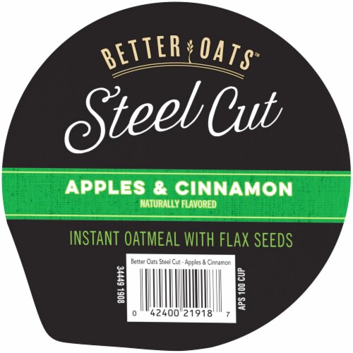 Better Oats Steel Cut Apples & Cinnamon Instant Oatmeal with Flax Seeds Perspective: top