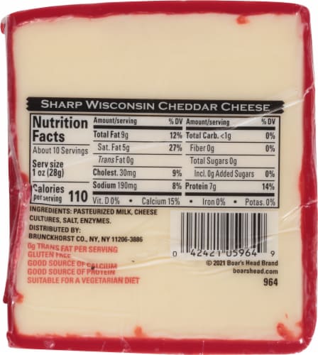 Boar's Head Sharp Wisconsin Cheddar Cheese Perspective: top