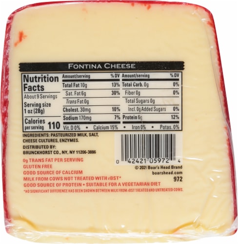 Boar's Head Fontina Cheese Perspective: top