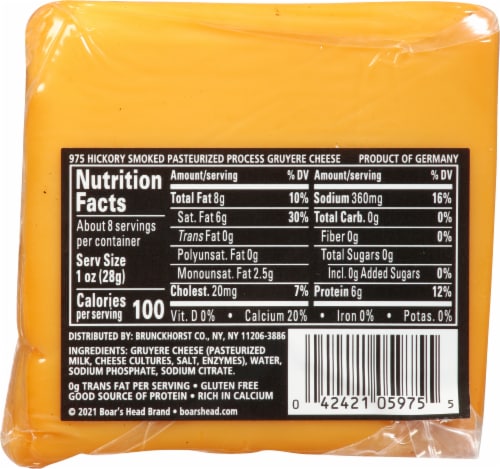 Boar's Head Hickory Smoked Gruyere Cheese Perspective: top