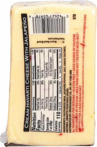 Boar's Head Cream Havarti Cheese with Jalapeño Perspective: top