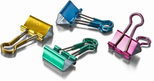 Officemate Easy Grip Binder Clips - Assorted - 12 Pack Perspective: top