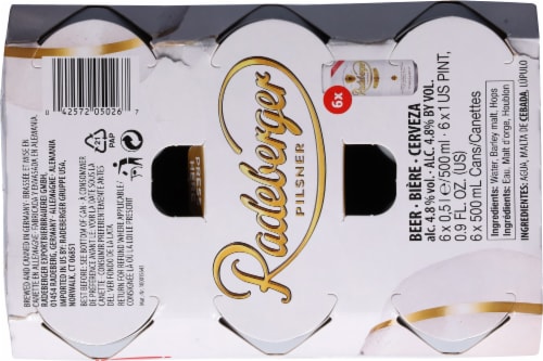 Radeberger Pilsner Beer Cans Perspective: top