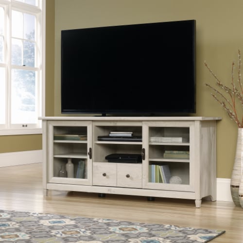 Sauder Edge Water Chalked Chestnut Entertainment Credenza Perspective: top