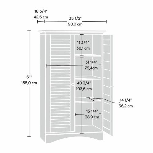Sauder Harbor View Storage Cabinet in Antiqued White Perspective: top