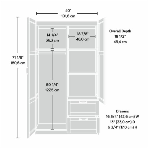 Sauder Select Engineered Wood Wardrobe Armoire in Cinnamon Cherry Perspective: top