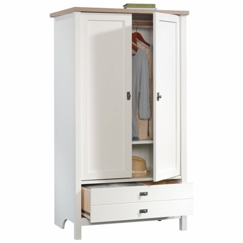 Sauder Cottage Road Armoire in Soft White and Lintel Oak 1 Kroger