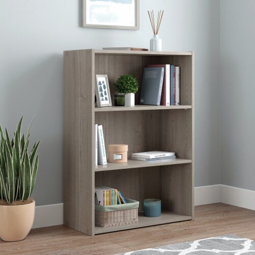 Sauder Beginnings ® Small 3-Shelf Bookcase in Silver Sycamore Perspective: top