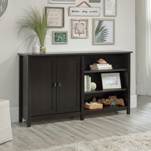 Sauder County Line ® Storage Console TV Stand in Estate Black Perspective: top