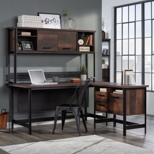 Sauder Briarbrook® L-Shaped Computer Desk in Barrel Oak Perspective: top