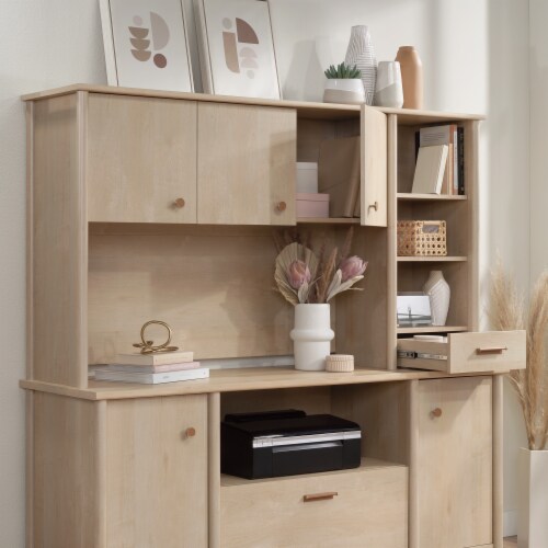 Sauder Whitaker Point Desktop Hutch with Storage in Natural