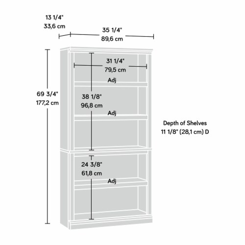 Sauder Select Collection 5-Shelf Washington Cherry Bookcase Perspective: top