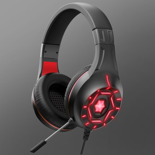 Renewgoo DEATHSTAR Pro Gaming Headset Mic, PS4, PC, Xbox, Switch, Laptops, Red Perspective: top