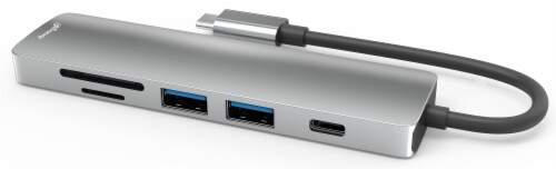 Renewgoo USB-C Hub 6-in-1 Multiport 4K HDTV USB 3.0 Type-C Charging Plug PC Mac Perspective: top