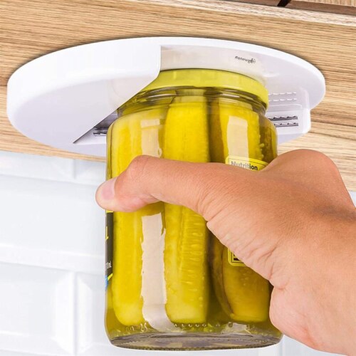 EZ Off Jar Opener - Under Cabinet Jar Lid & Bottle Opener - Opens Any Size  Jar