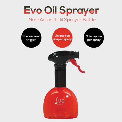 Evo Oil Sprayer Bottle, Non-Aerosol for Olive Oil and Cooking Oils, Red, 8oz, Set of 2 Perspective: top