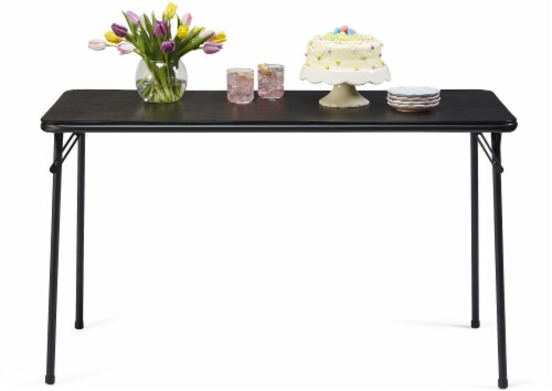 Sudden Comfort Vinyl Rectangular Folding Table - Black Lace Perspective: top