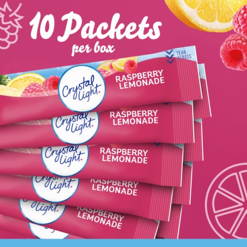 Crystal Light Raspberry Lemonade Artificially Flavored Powdered Drink Mix On the Go Lemonade Packets Perspective: top