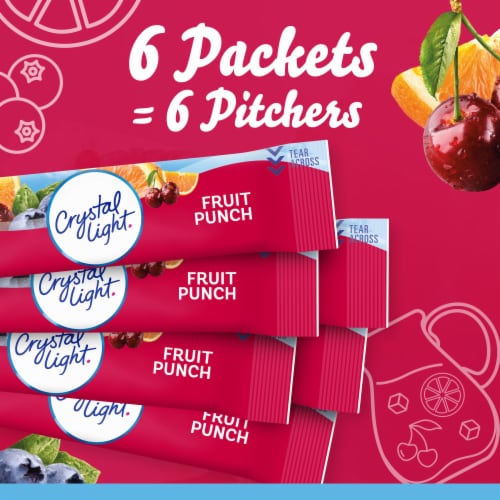 Crystal Light Fruit Punch Sugar Free Caffeine Free Powder Drink Mix Pitcher Packets Perspective: top
