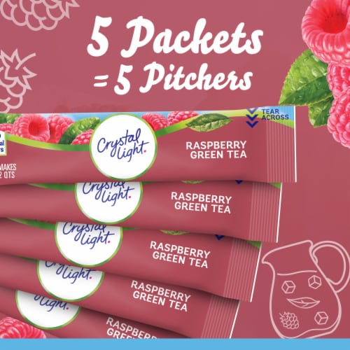 Crystal Light Raspberry Green Tea Naturally Flavored Powdered Drink Mix Pitcher Packets Perspective: top