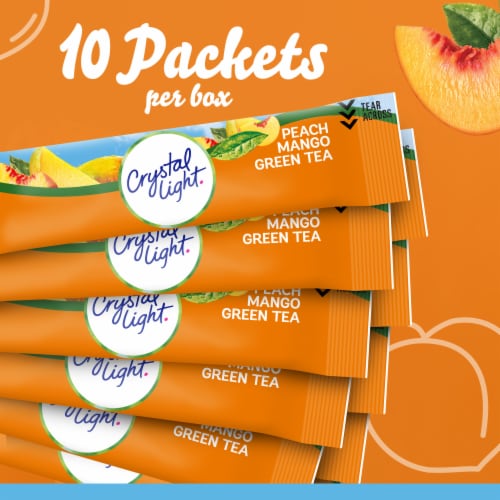 Crystal Light Peach Mango Green Tea Naturally Flavored Powdered Drink Mix Perspective: top