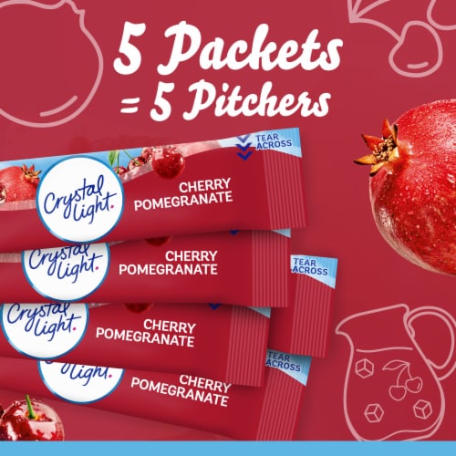 Crystal Light Cherry Pomegranate Sugar Free Caffeine Free Powder Drink Mix Pitcher Packets Perspective: top