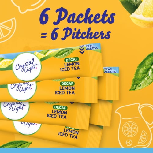 Crystal Light Zero Sugar Decaf Lemon Iced Tea Drink Mix Packets Perspective: top