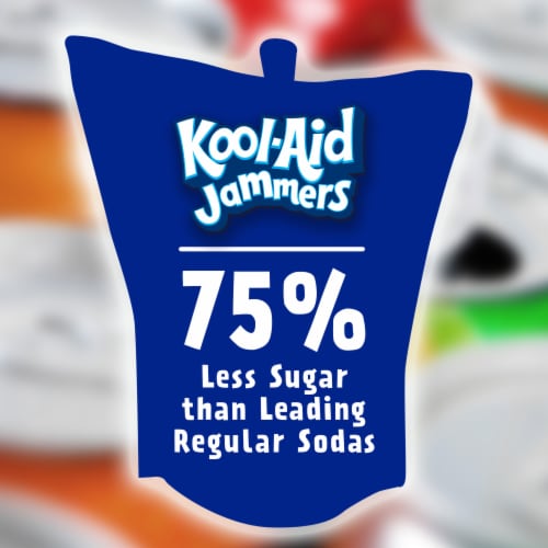 Kool Aid Jammers Blue Raspberry Kids Drink 0% Juice Box Pouches Perspective: top