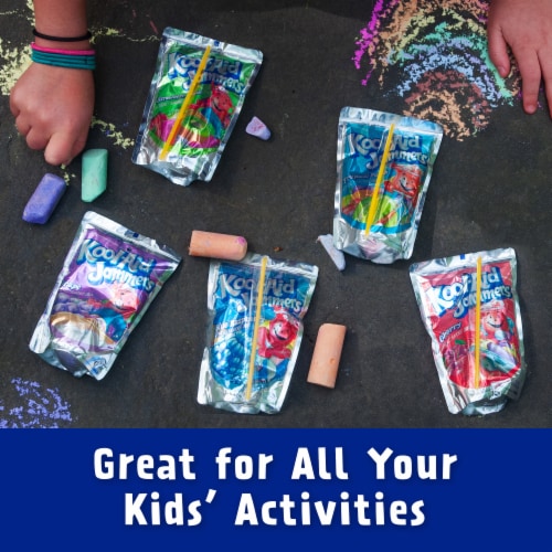 Kool Aid Jammers Blue Raspberry Kids Drink 0% Juice Box Pouches Perspective: top