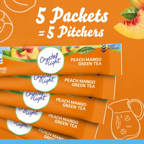 Crystal Light Zero Sugar Peach Mango Green Tea Drink Mix Packets Perspective: top