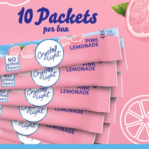 Crystal Light Zero Sugar Pink Lemonade Drink Mix Packets Perspective: top