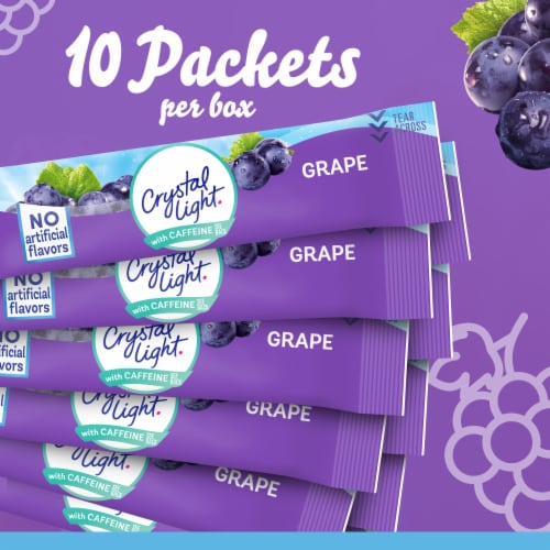 Crystal Light Zero Sugar Caffeinated Grape Drink Mix Packets Perspective: top